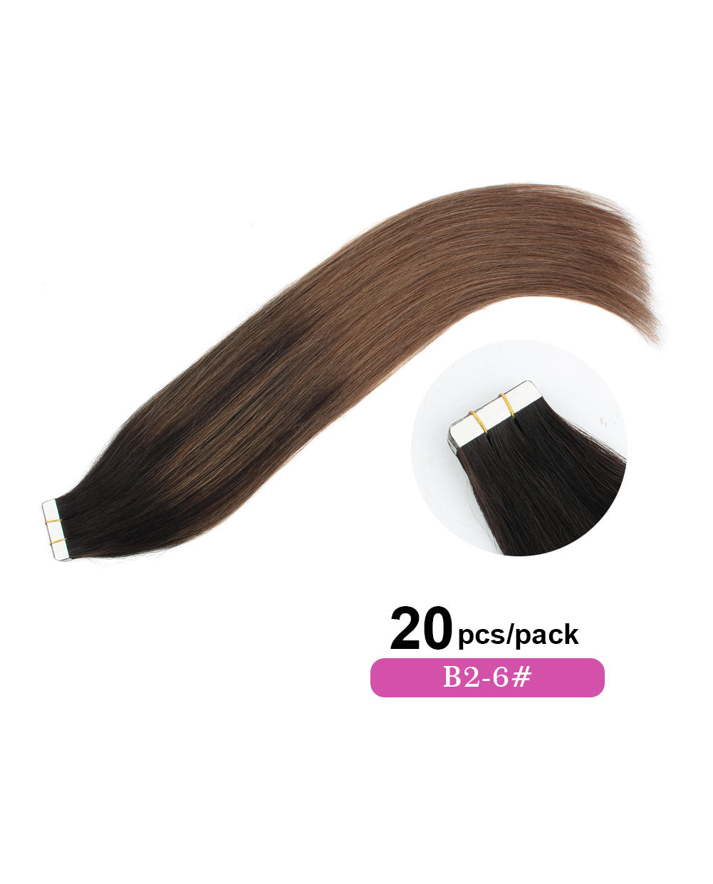 14 inch Tape In Hair Extensions Balayage #2/6 Real 100% Human Remy Hair