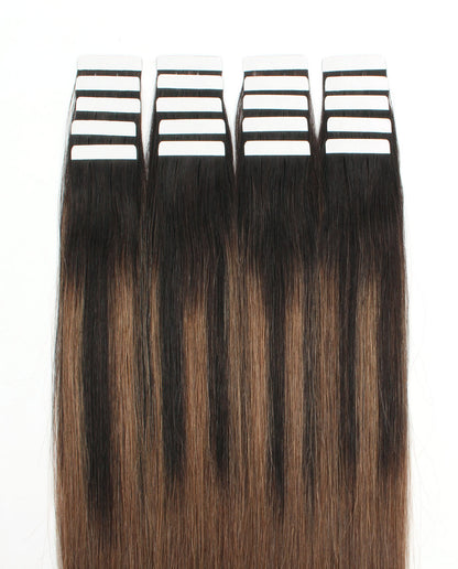 14 inch Tape In Hair Extensions Balayage #2/6 Real 100% Human Remy Hair