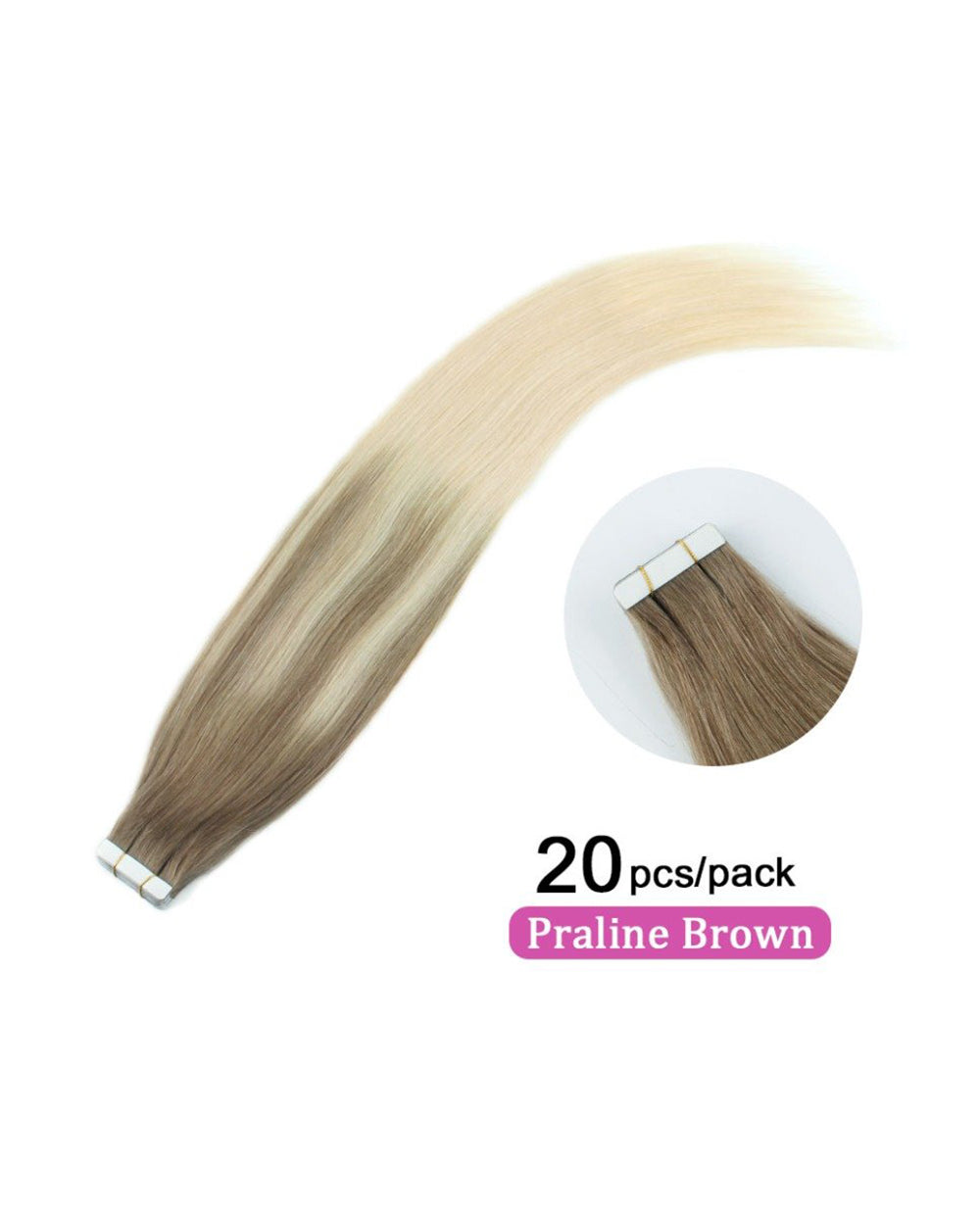 14 inch Tape In Hair Extensions Highlights #8/60 Real 100% Human Remy Hair