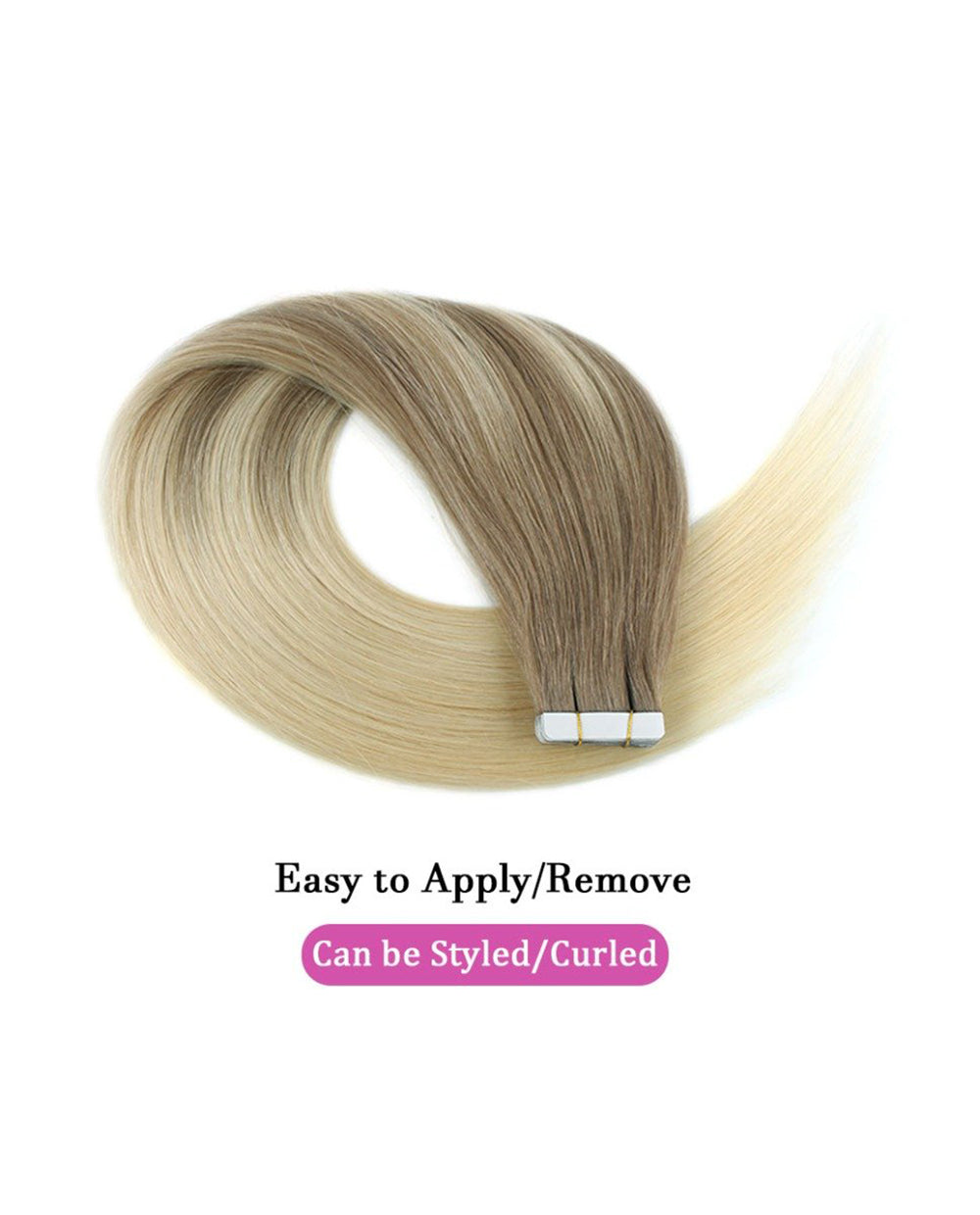 14 inch Tape In Hair Extensions Highlights #8/60 Real 100% Human Remy Hair