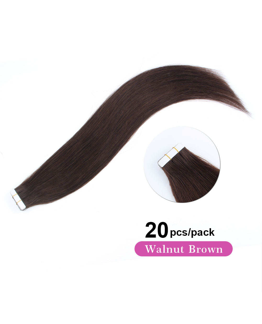 14 inch Tape In Hair Extensions Medium Dark Brown Real 100% Human Remy Hair